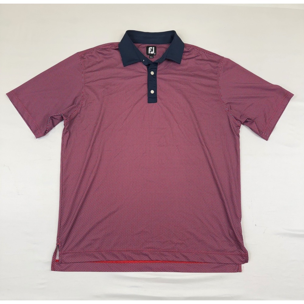 FootJoy Mens XL Red Blue‎ Micro Check Golf Polo Shirt Desert Falls CC 25731